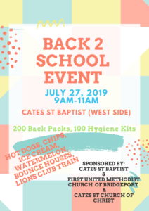 Back 2 School Event July 27, 2019